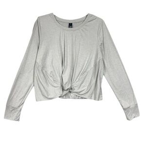 Yogalicious Twist-Front Long Sleeve Crop Active Top Sz M Gray